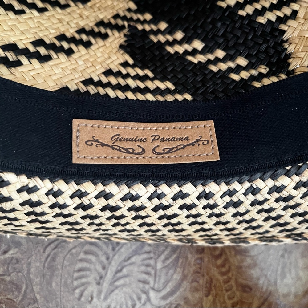 NWT Bailey’s of Hollywood Panama Fedora Hat Black & Tan Woven Sz SM - Picture 3 of 10